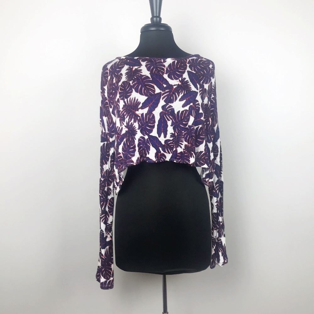 Tropical Cropped Open-back Knit Top